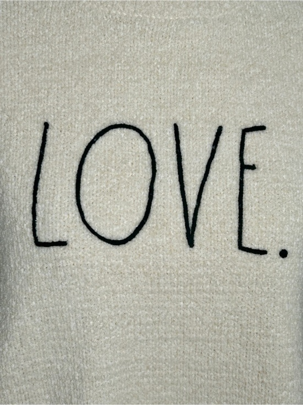 Rae Dunn LOVE Sweater Medium Cream Chenille Knit Pullover Cozy Valentine Soft - Picture 2 of 7